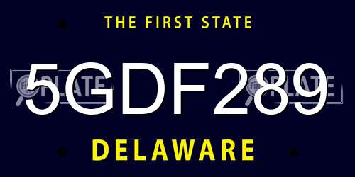 5GDF289 Delaware License Plate