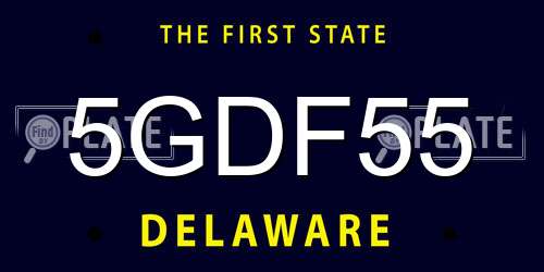 5GDF55 Delaware License Plate