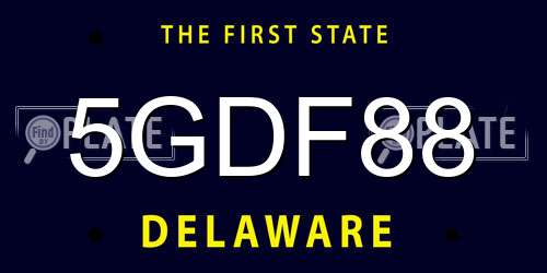 5GDF88 Delaware License Plate