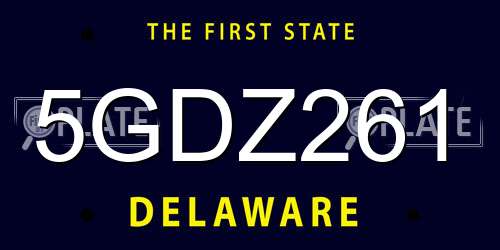 5GDZ261 Delaware License Plate