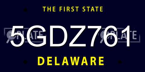 5GDZ761 Delaware License Plate