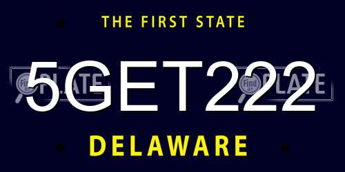 5GET222 Delaware License Plate