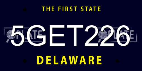 5GET226 Delaware License Plate