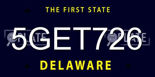 5GET726 Delaware License Plate