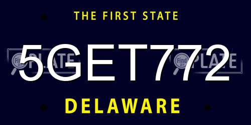 5GET772 Delaware License Plate