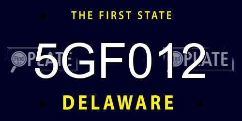 5GF012 Delaware License Plate
