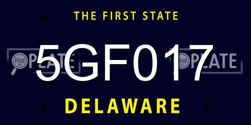 5GF017 Delaware License Plate