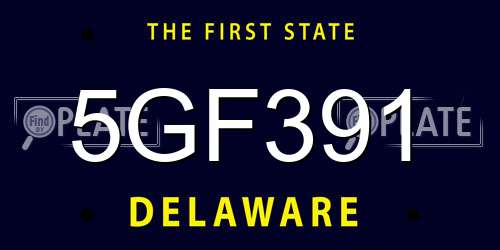 5GF391 Delaware License Plate