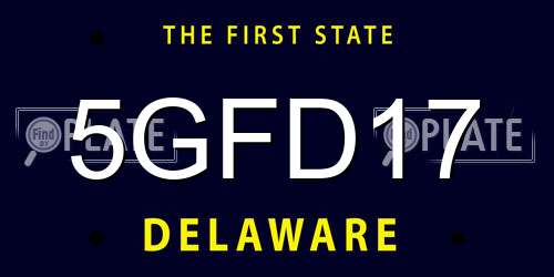 5GFD17 Delaware License Plate