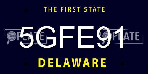 5GFE91 Delaware License Plate
