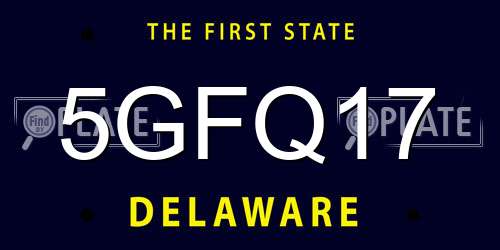 5GFQ17 Delaware License Plate