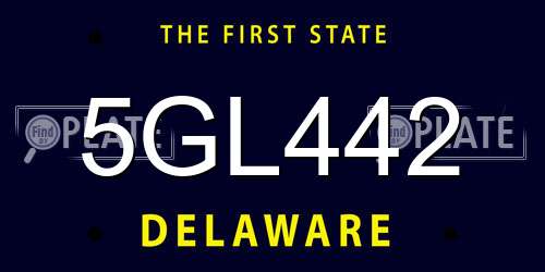 5GL442 Delaware License Plate