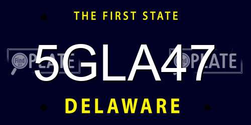 5GLA47 Delaware License Plate