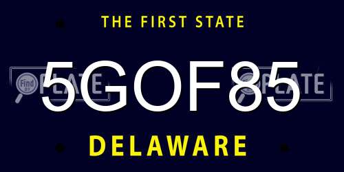 5GOF85 Delaware License Plate