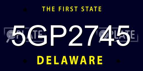 5GP2745 Delaware License Plate