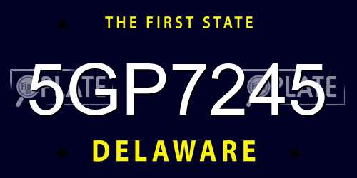 5GP7245 Delaware License Plate