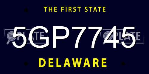 5GP7745 Delaware License Plate