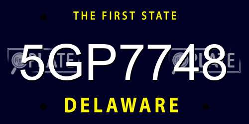 5GP7748 Delaware License Plate