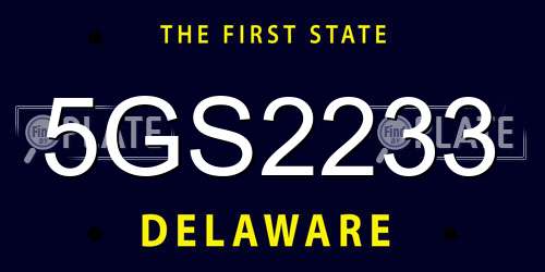 5GS2233 Delaware License Plate