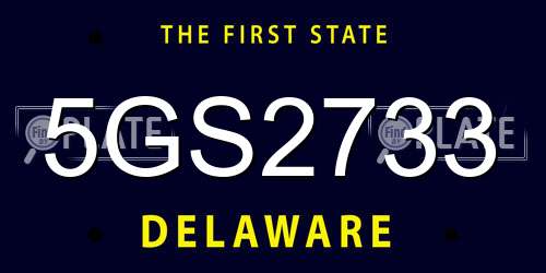 5GS2733 Delaware License Plate