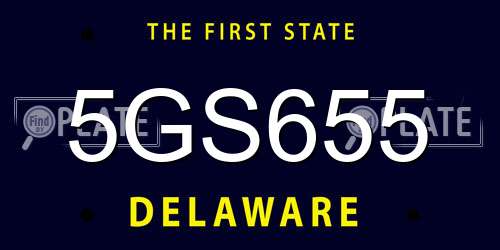 5GS655 Delaware License Plate