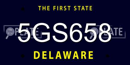 5GS658 Delaware License Plate