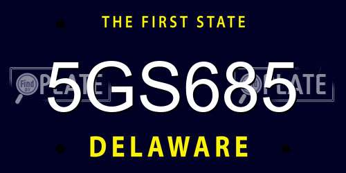5GS685 Delaware License Plate