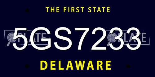 5GS7233 Delaware License Plate