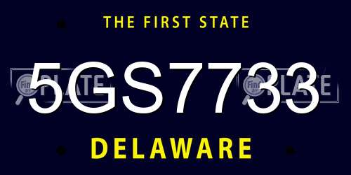 5GS7733 Delaware License Plate