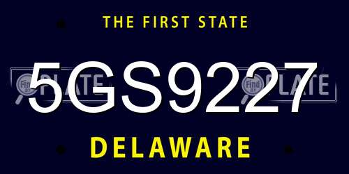 5GS9227 Delaware License Plate