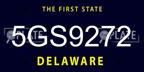 5GS9272 Delaware License Plate