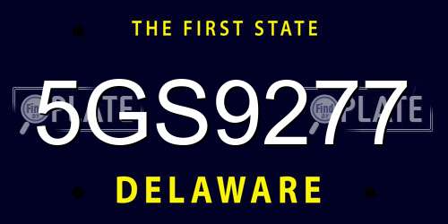 5GS9277 Delaware License Plate