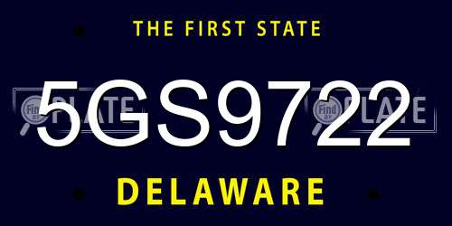5GS9722 Delaware License Plate