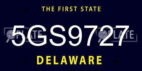5GS9727 Delaware License Plate