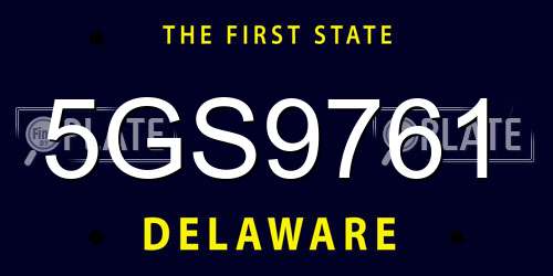 5GS9761 Delaware License Plate