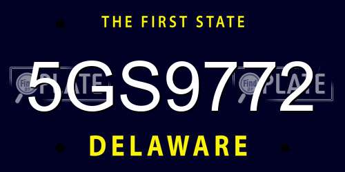 5GS9772 Delaware License Plate