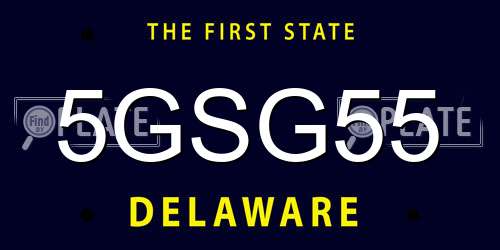 5GSG55 Delaware License Plate