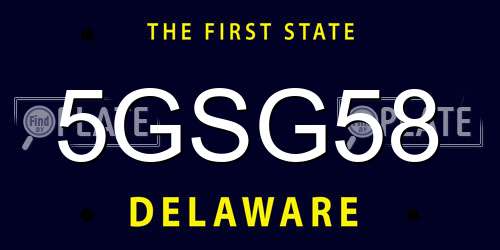 5GSG58 Delaware License Plate