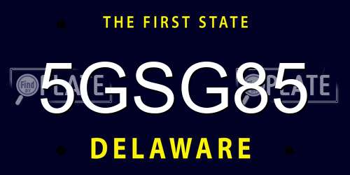 5GSG85 Delaware License Plate