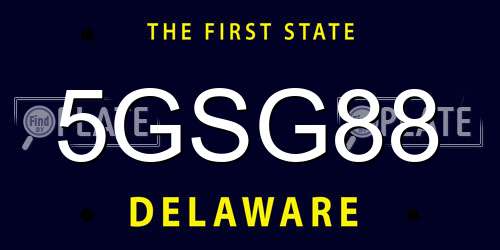 5GSG88 Delaware License Plate