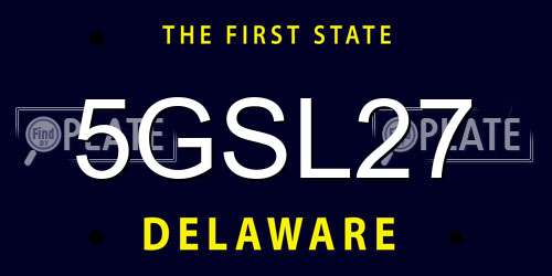 5GSL27 Delaware License Plate