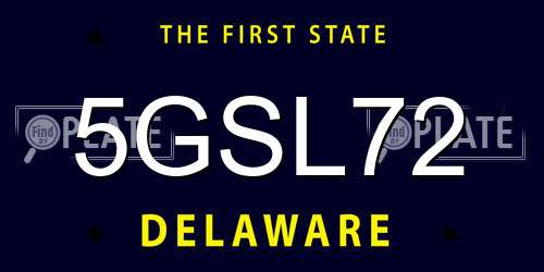 5GSL72 Delaware License Plate