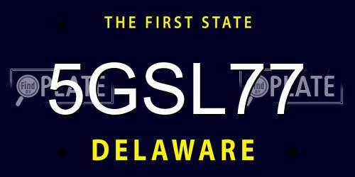 5GSL77 Delaware License Plate