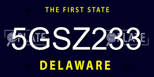 5GSZ233 Delaware License Plate