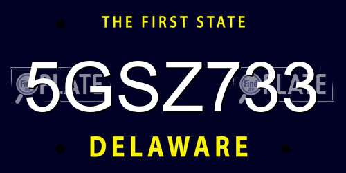 5GSZ733 Delaware License Plate