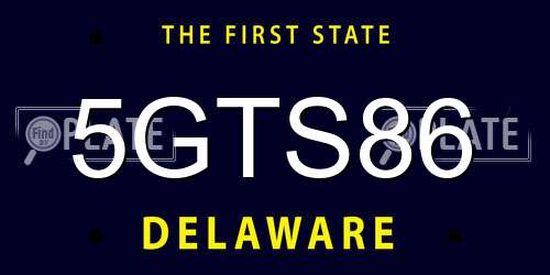 5GTS86 Delaware License Plate