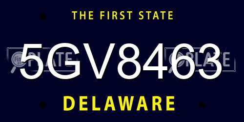 5GV8463 Delaware License Plate
