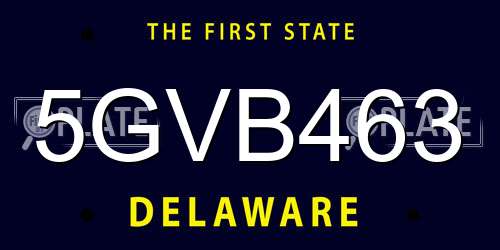 5GVB463 Delaware License Plate