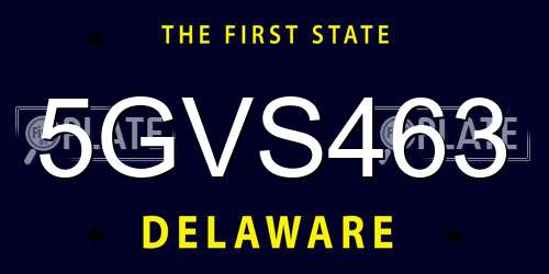 5GVS463 Delaware License Plate