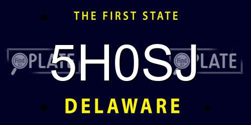 5H0SJ Delaware License Plate